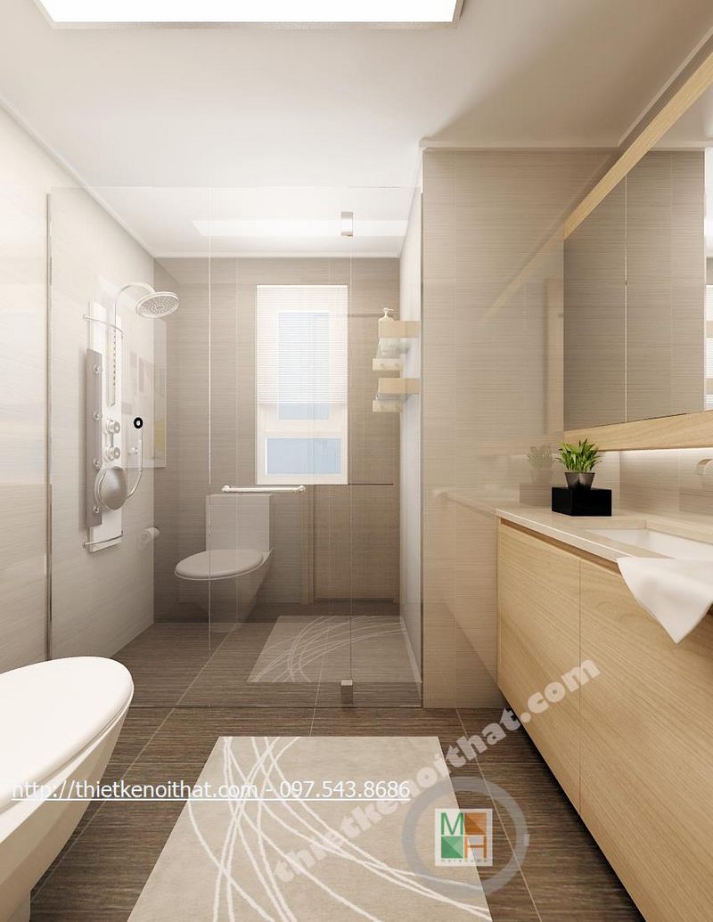 Thiết kế nội thất phòng tắm chung cư cao cấp Golden Palace căn hộ mẫu B3 Nam Từ Liêm Hà Nội